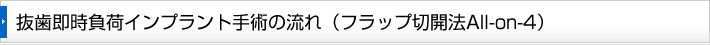 抜歯即時負荷インプラント手術の流れ（フラップ切開法All-on-4）