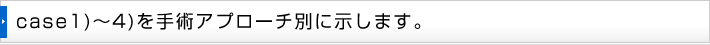 case1)～4)を手術アプローチ別に示します。